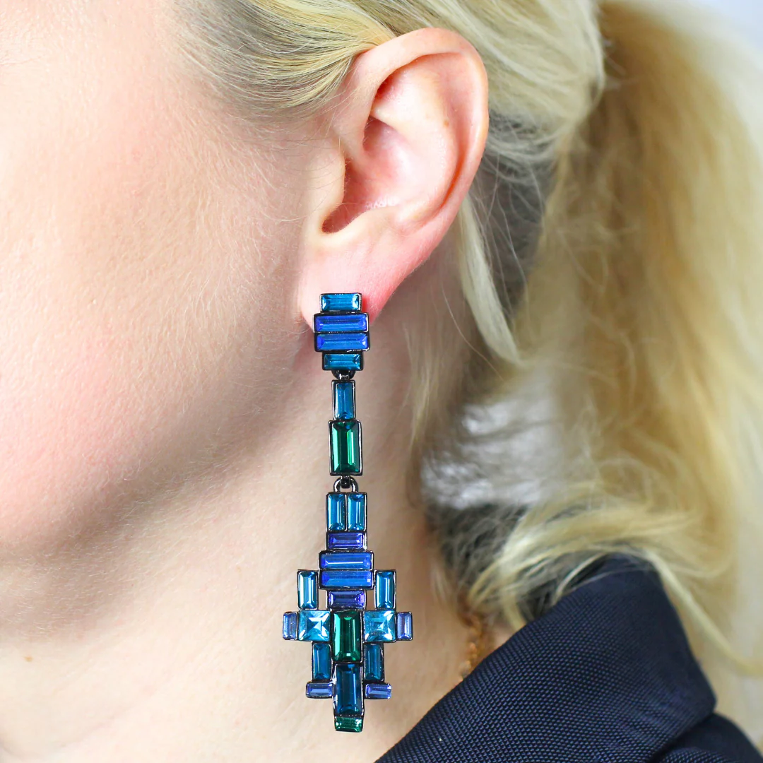 Crystal Baguette Art Deco Drop Earrings - Image 10