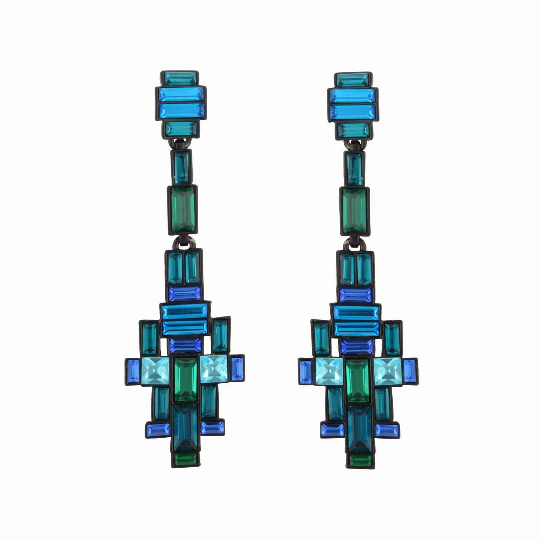 Crystal Baguette Art Deco Drop Earrings - Image 3