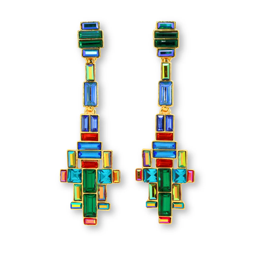 Crystal Baguette Art Deco Drop Earrings - Image 4
