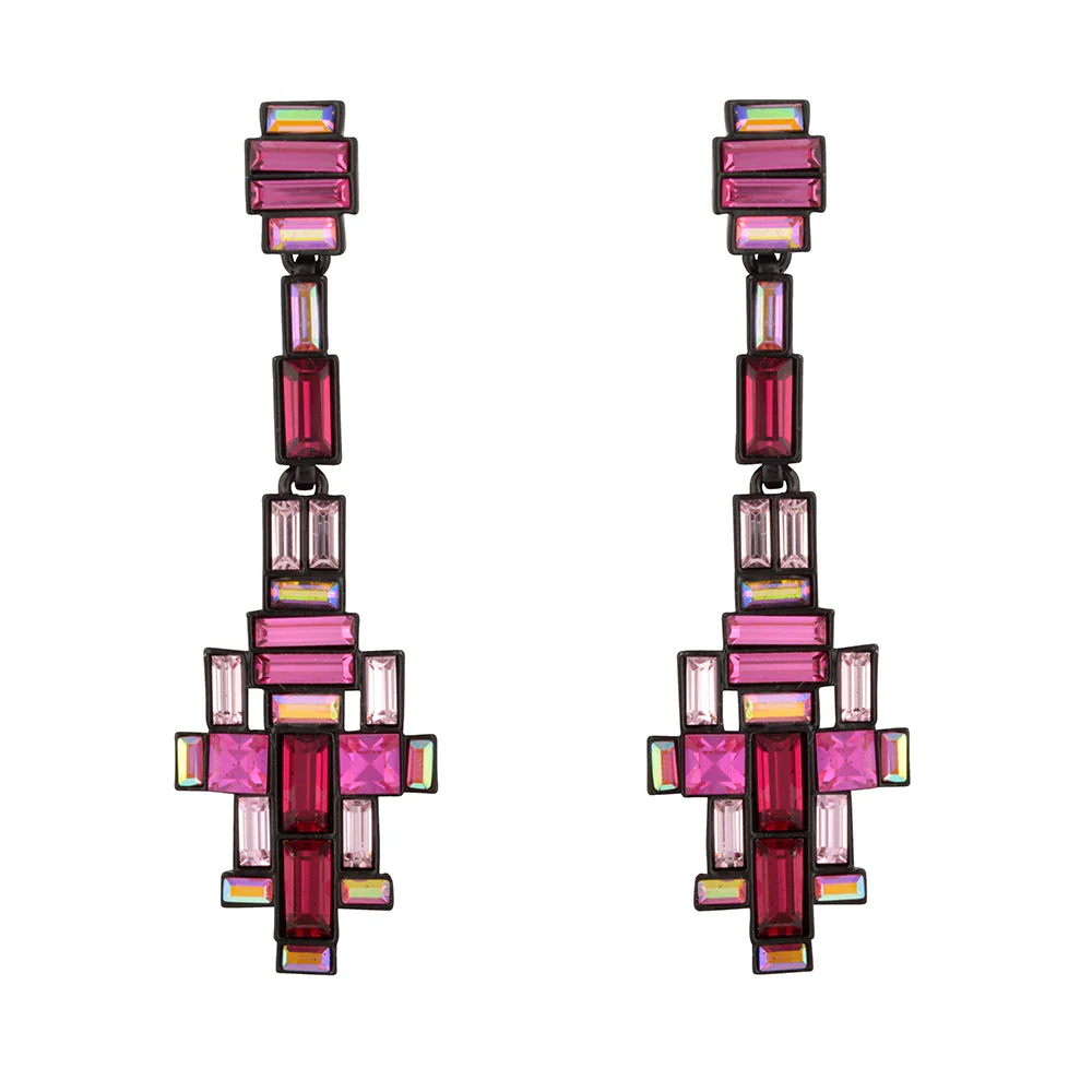 Crystal Baguette Art Deco Drop Earrings - Image 5
