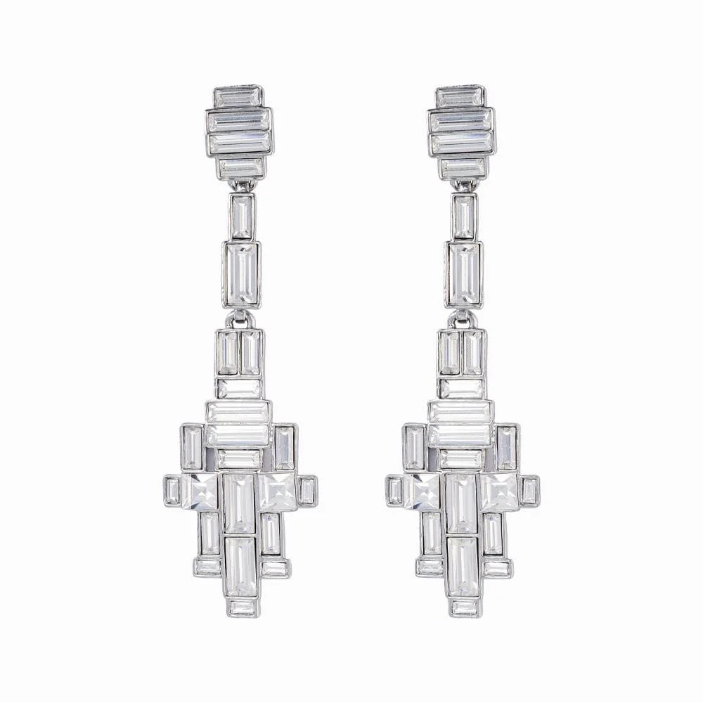 Crystal Baguette Art Deco Drop Earrings - Image 6