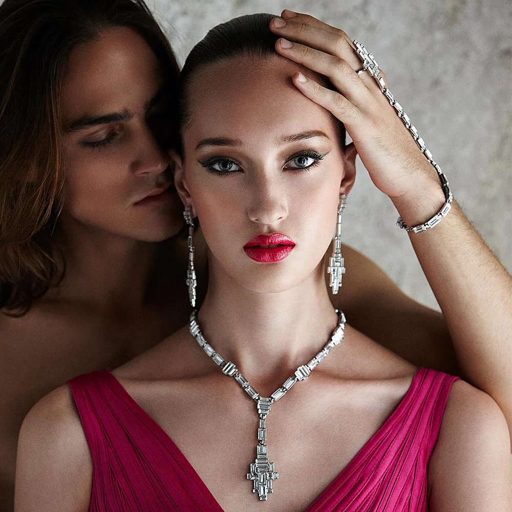 Crystal Baguette Art Deco Drop Earrings - Image 7