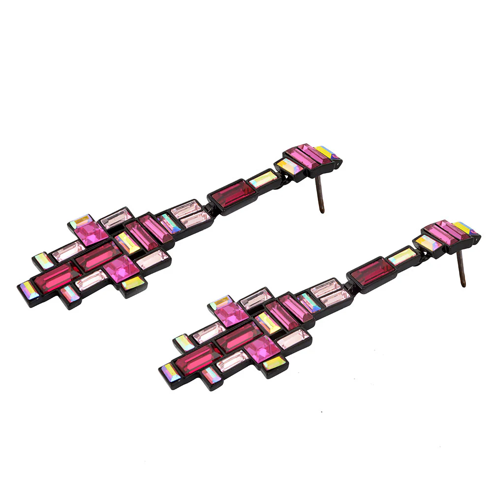 Crystal Baguette Art Deco Drop Earrings - Image 8