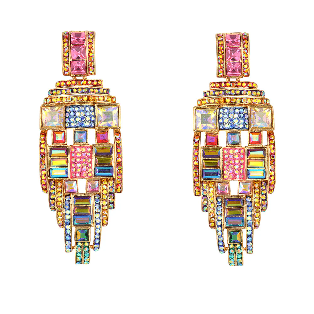 Crystal Art Deco Drop Earrings - Image 3