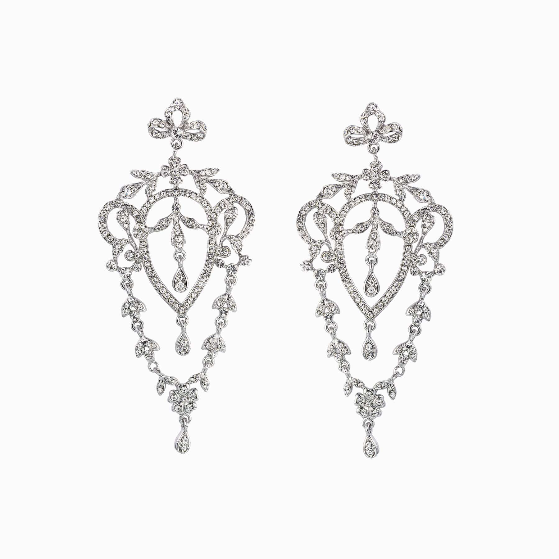 Crystal Floral Chandelier Earrings - Image 3
