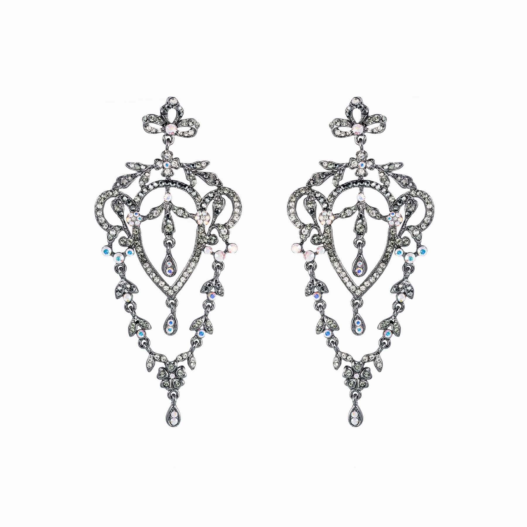 Crystal Floral Chandelier Earrings - Image 4