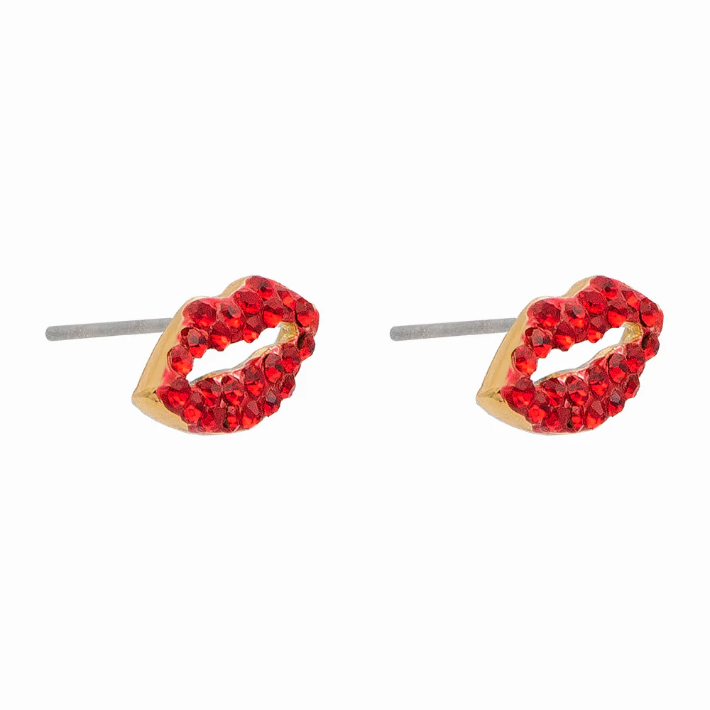 Crystal Lip Stud Earrings - Image 3