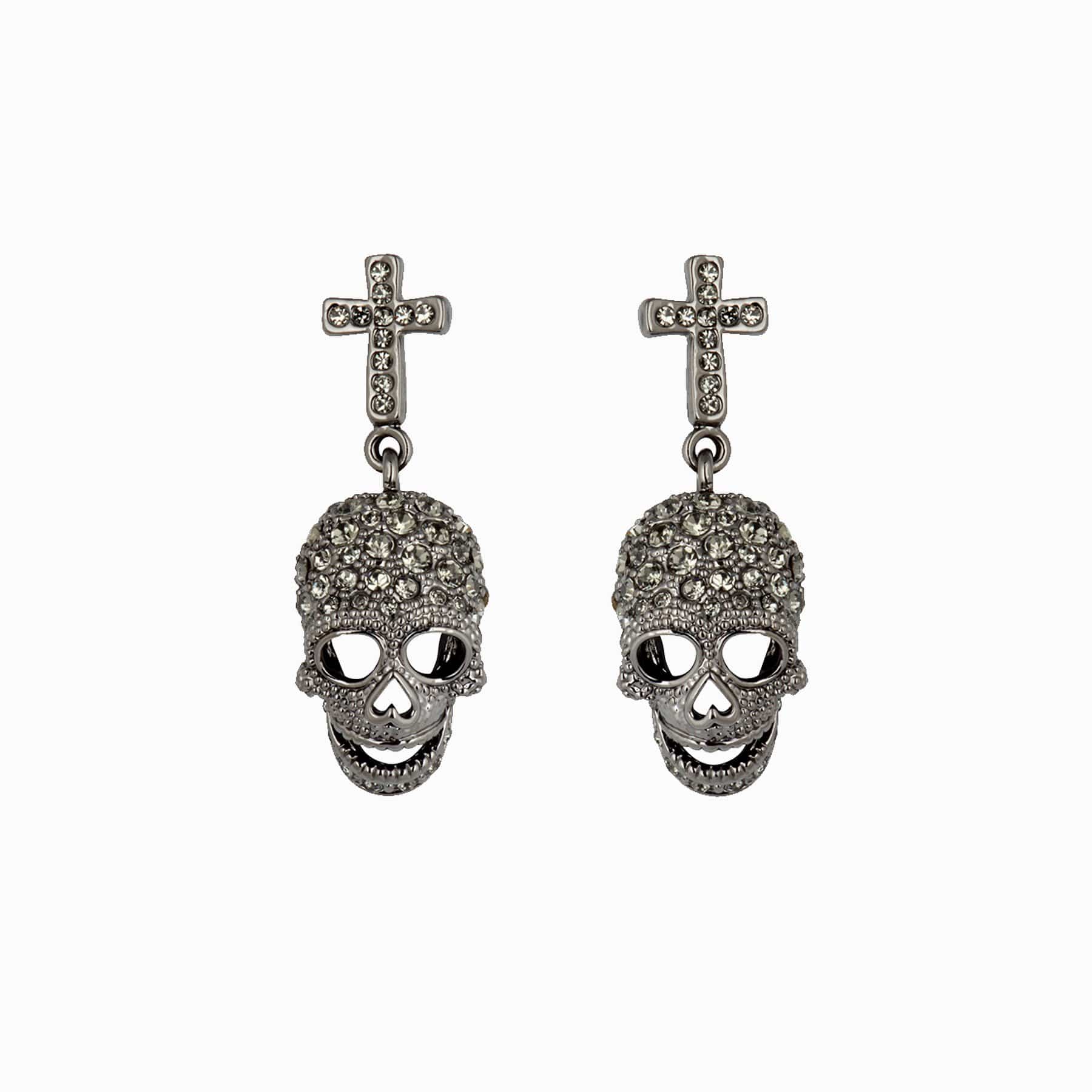 Crystal Skull and Cross Earrings - Image 3