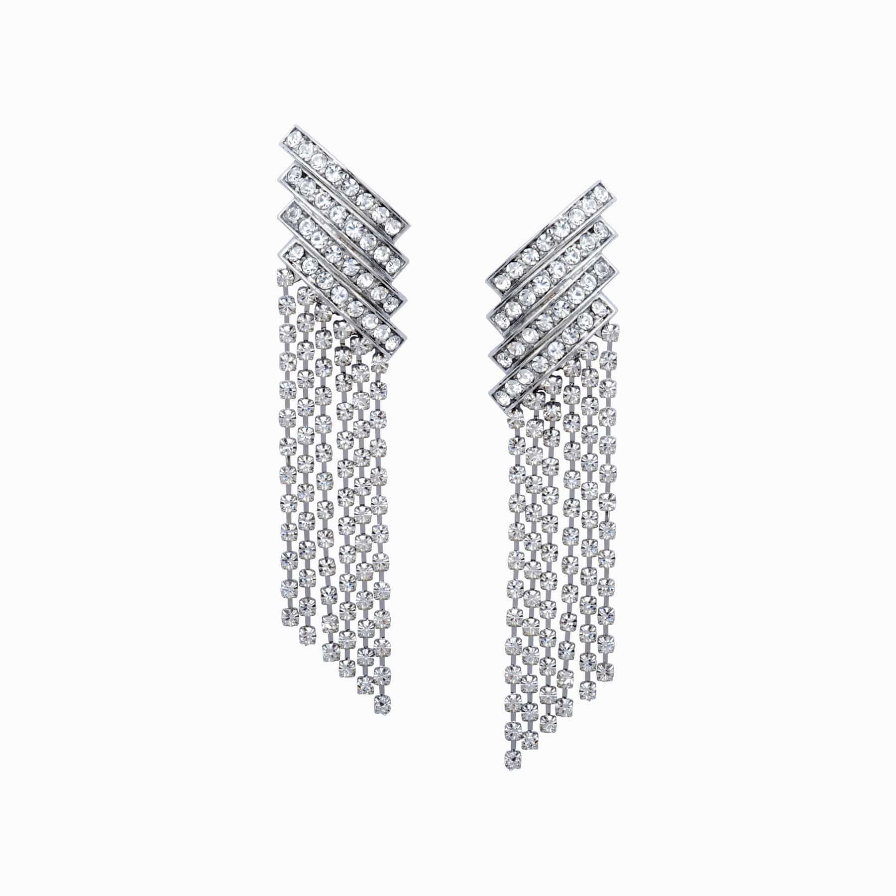 Crystal Bar Tassel Earrings - Image 4