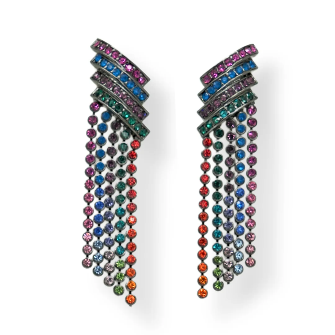 Crystal Bar Tassel Earrings - Image 6