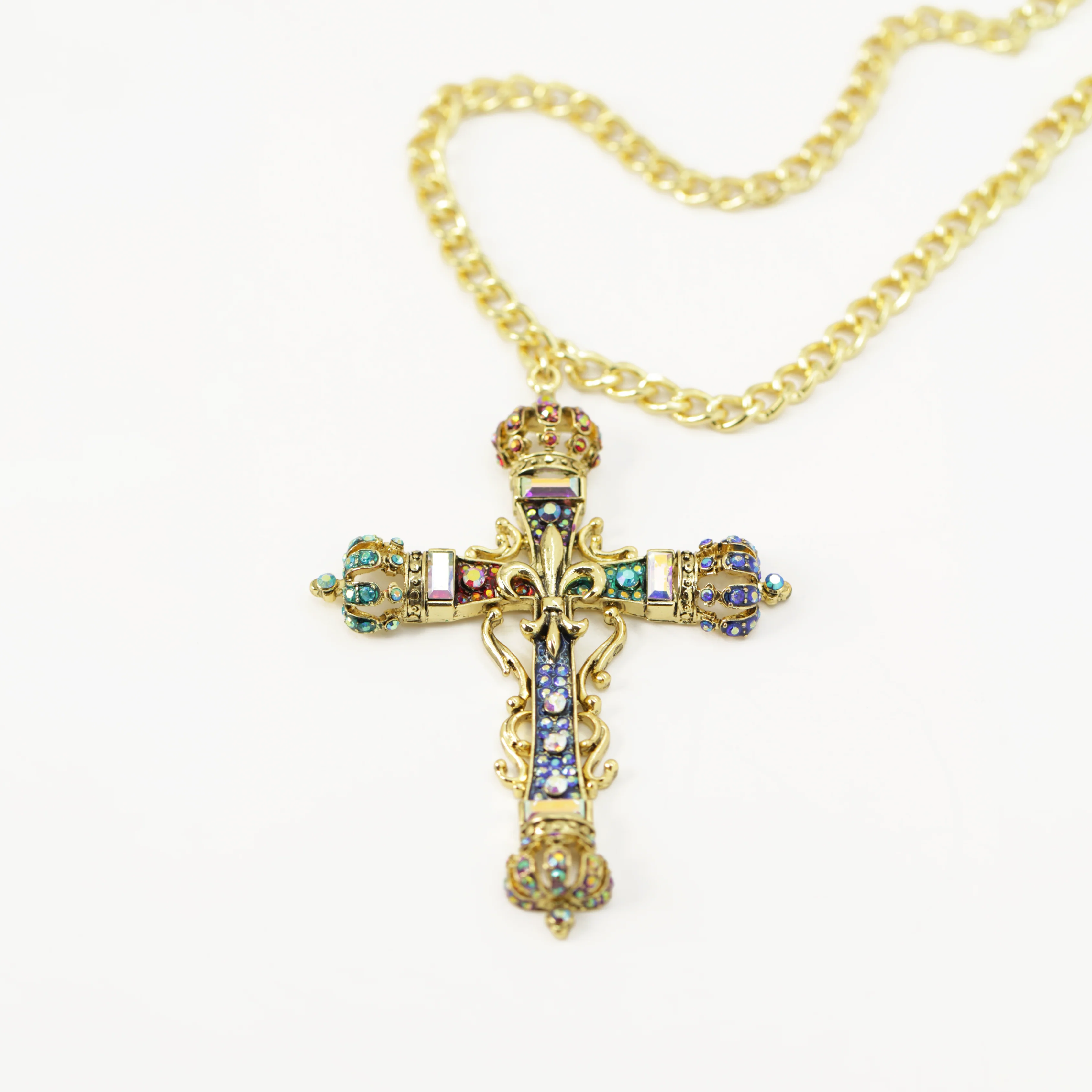 Cross and Crowns Pendant Necklace - Image 3