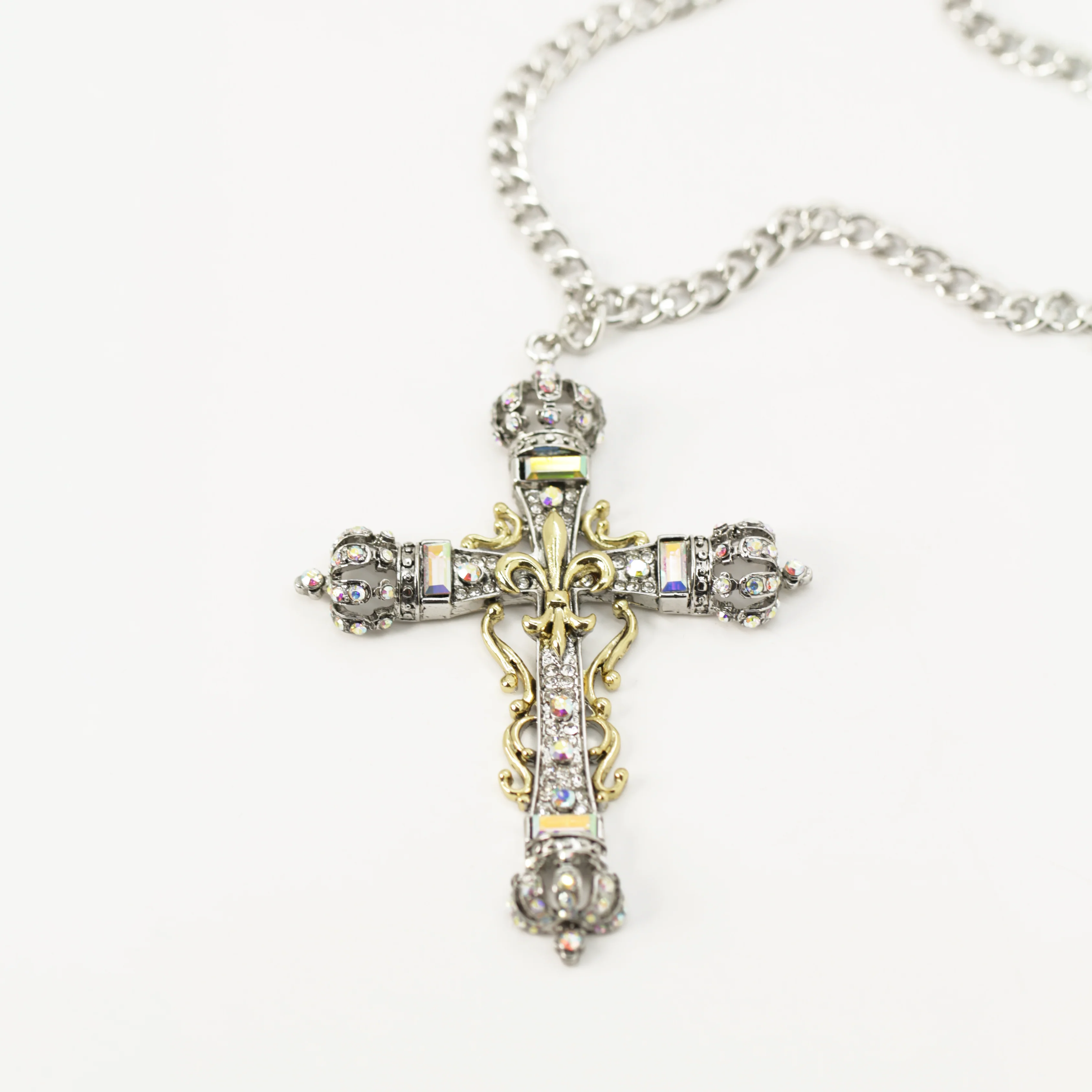Cross and Crowns Pendant Necklace - Image 4