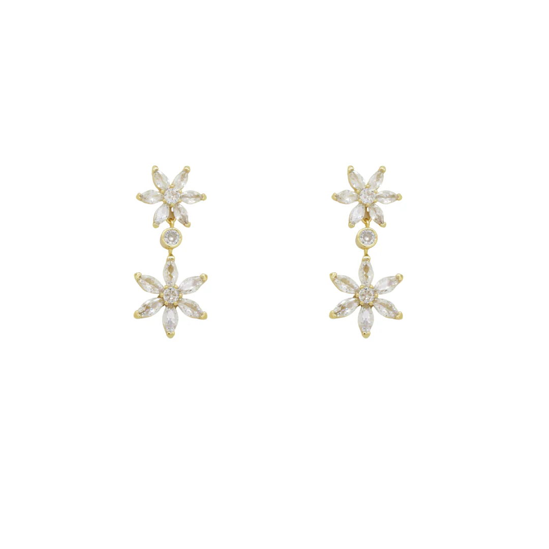 Double Daisy Drop Earrings - Image 3