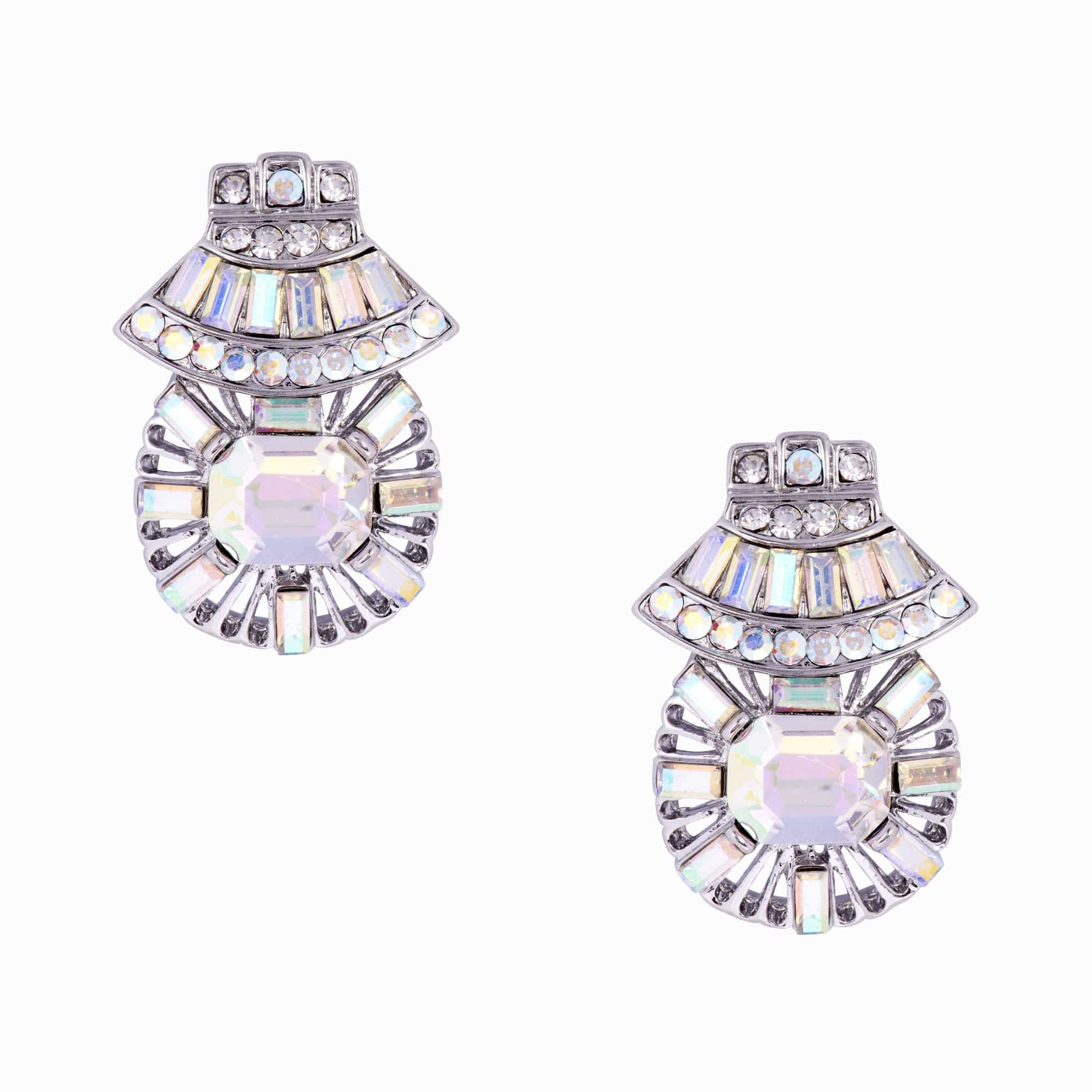 Crystal Art Deco Fan Earrings - Image 3