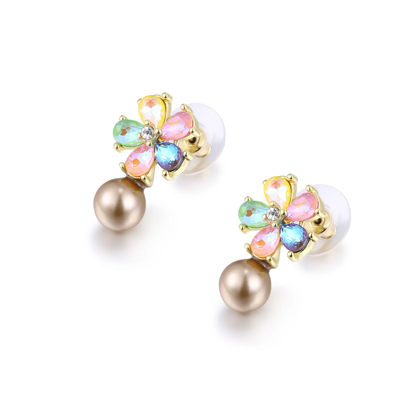 Floral and Faux Pearl Earrings - Image 4