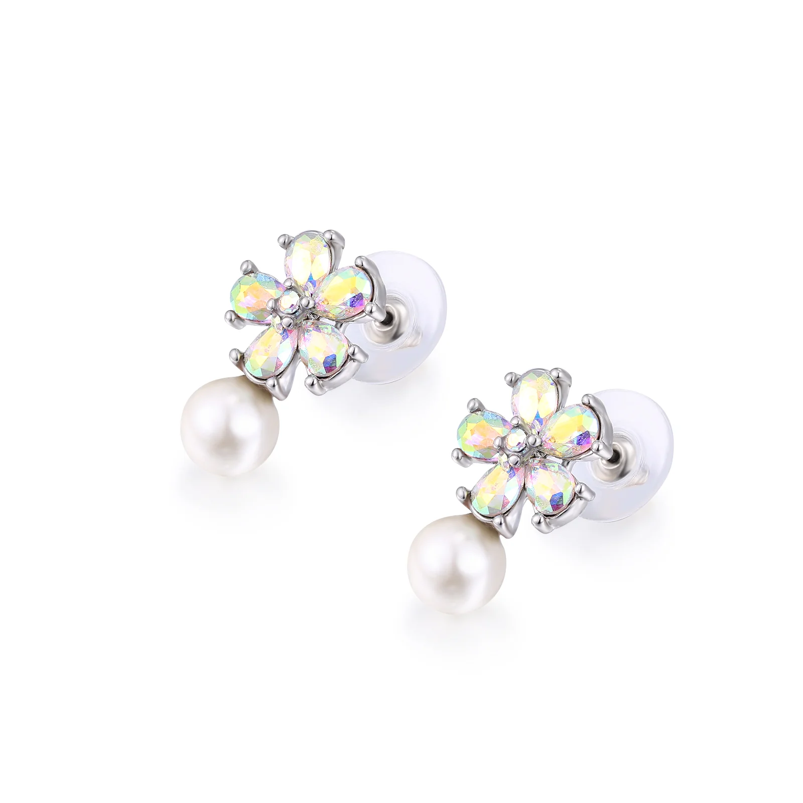 Floral and Faux Pearl Earrings - Image 5