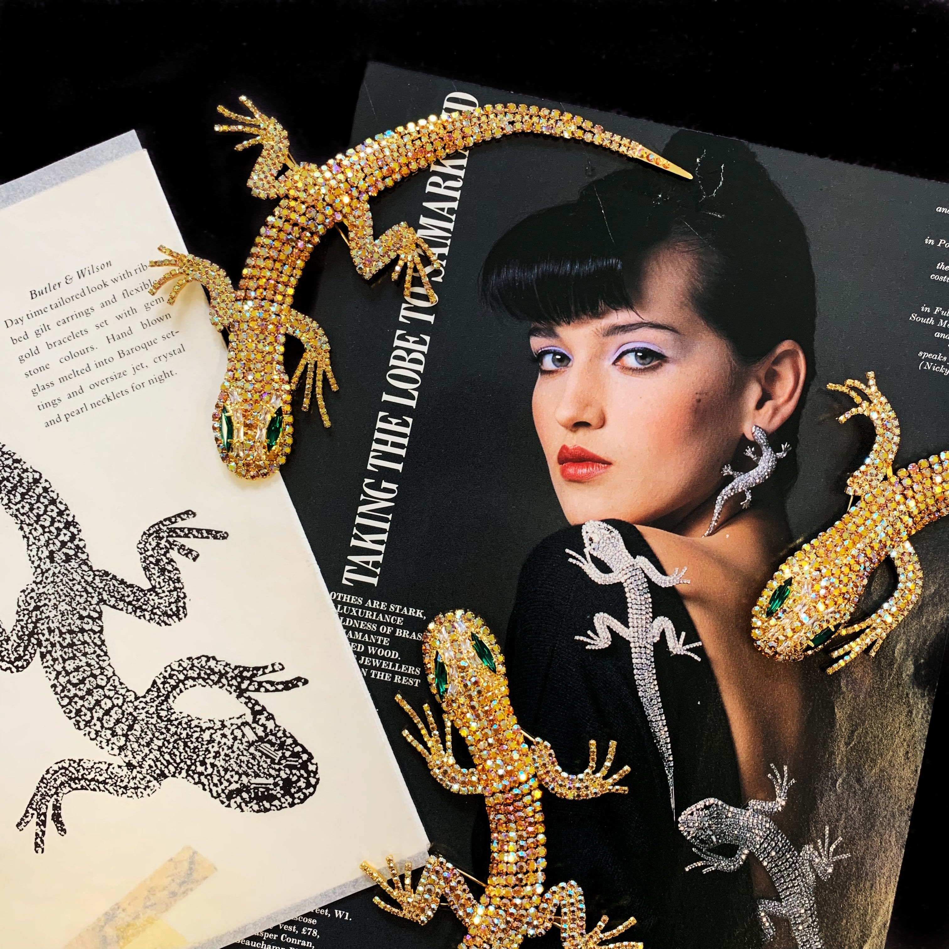 Articulated Crystal Lizard Brooch - Image 3