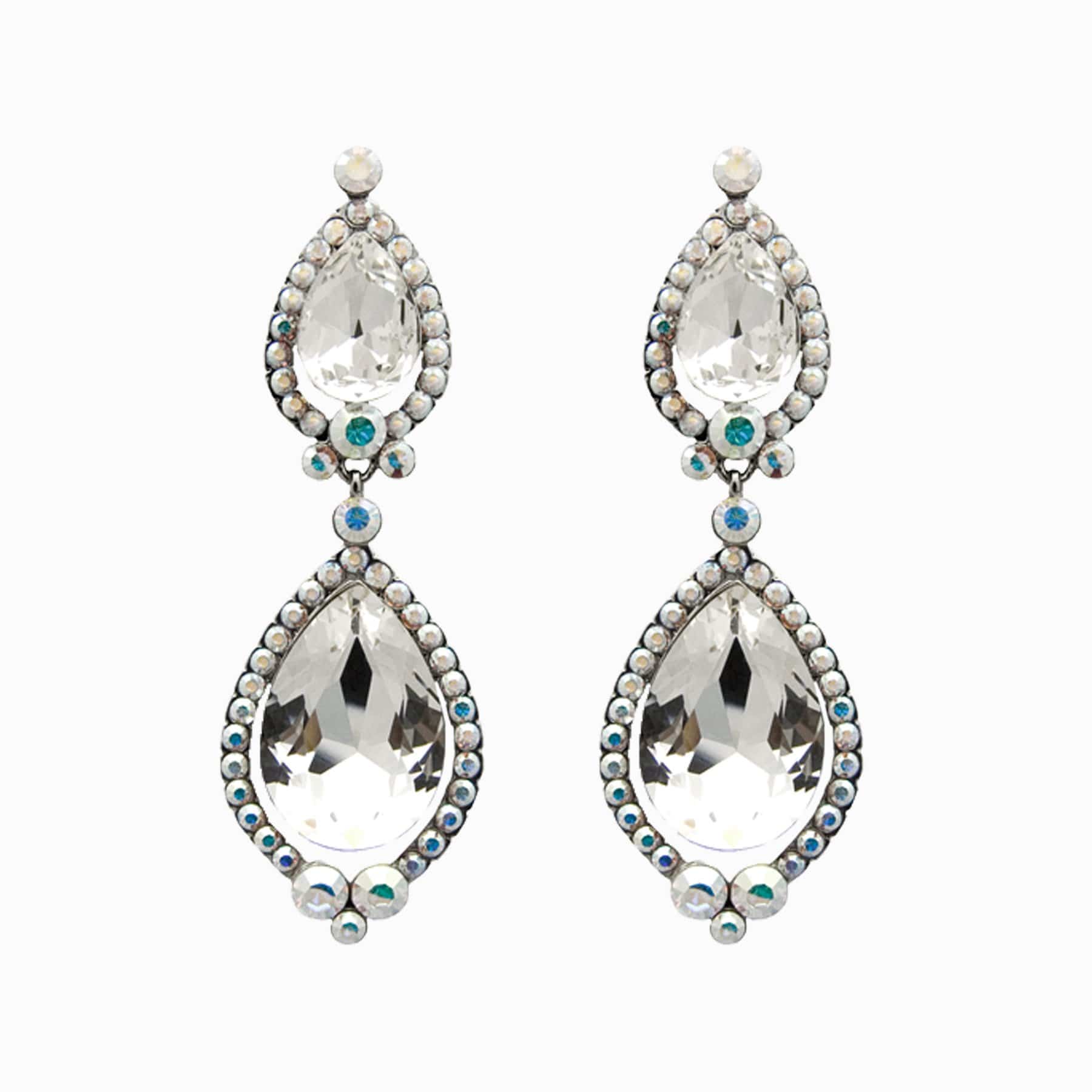 Double Pear Drop Crystal Earrings - Image 3