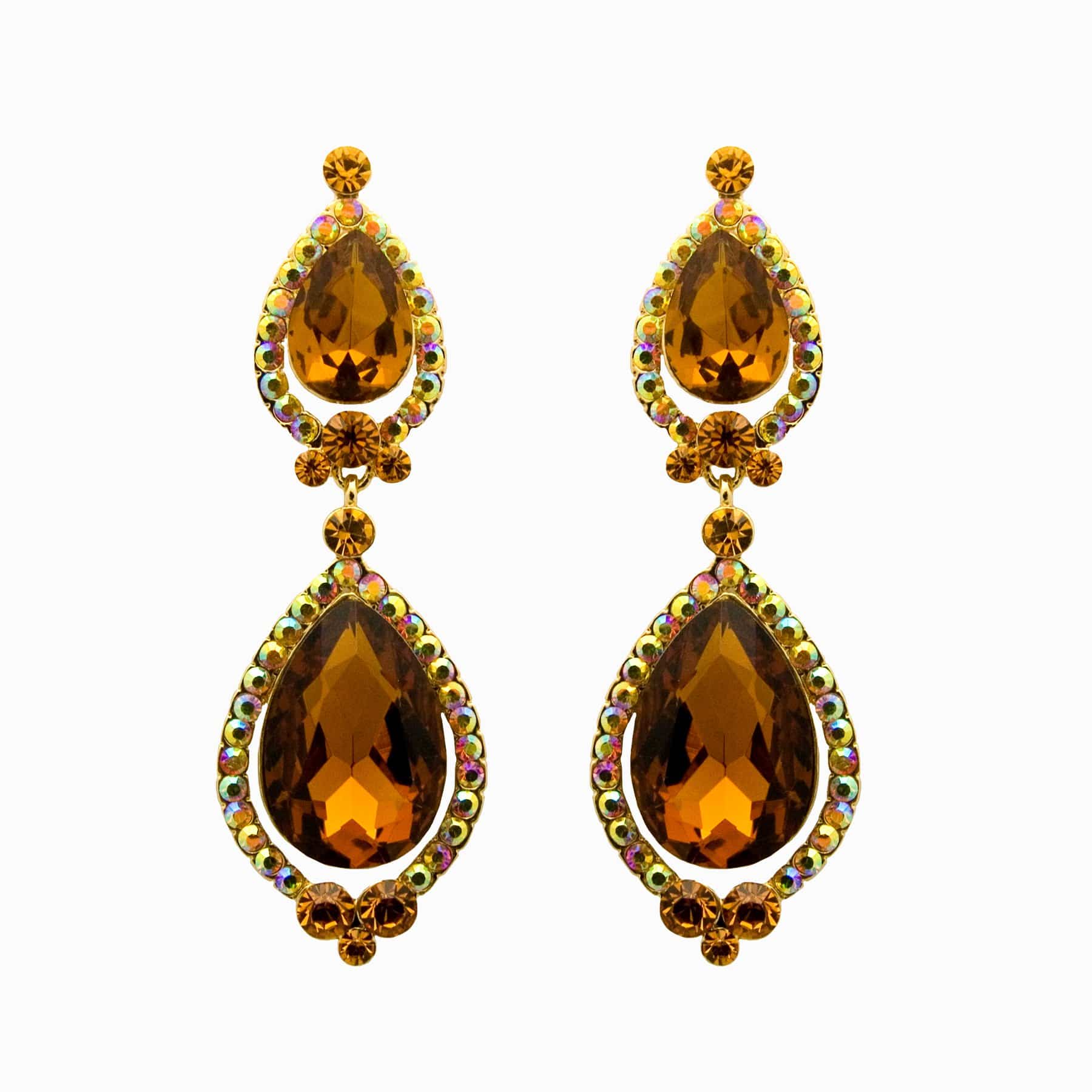 Double Pear Drop Crystal Earrings - Image 4