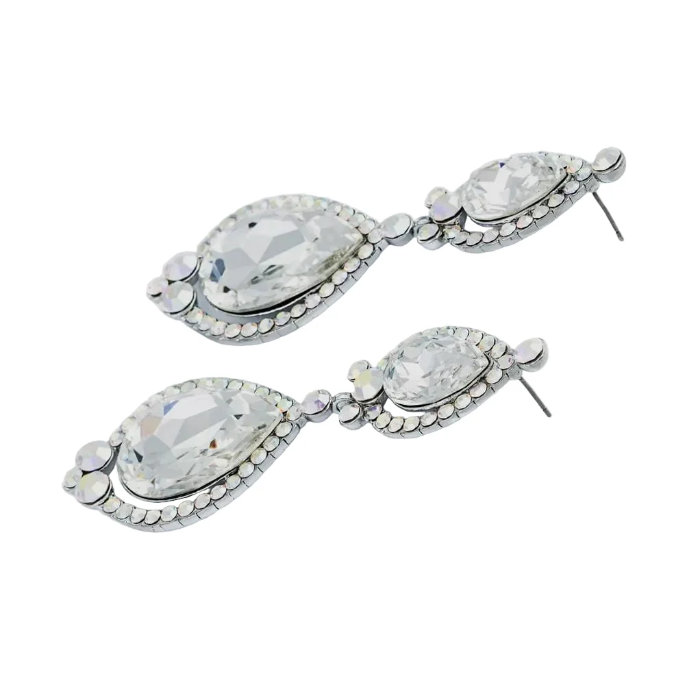 Double Pear Drop Crystal Earrings - Image 5