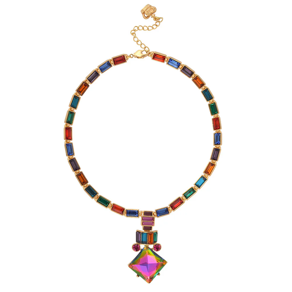 Crystal Square Art Deco Necklace - Image 4