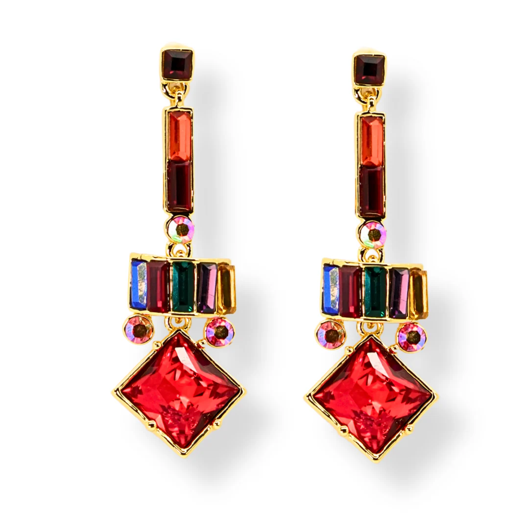 Square Drop Art Deco Earrings - Image 10