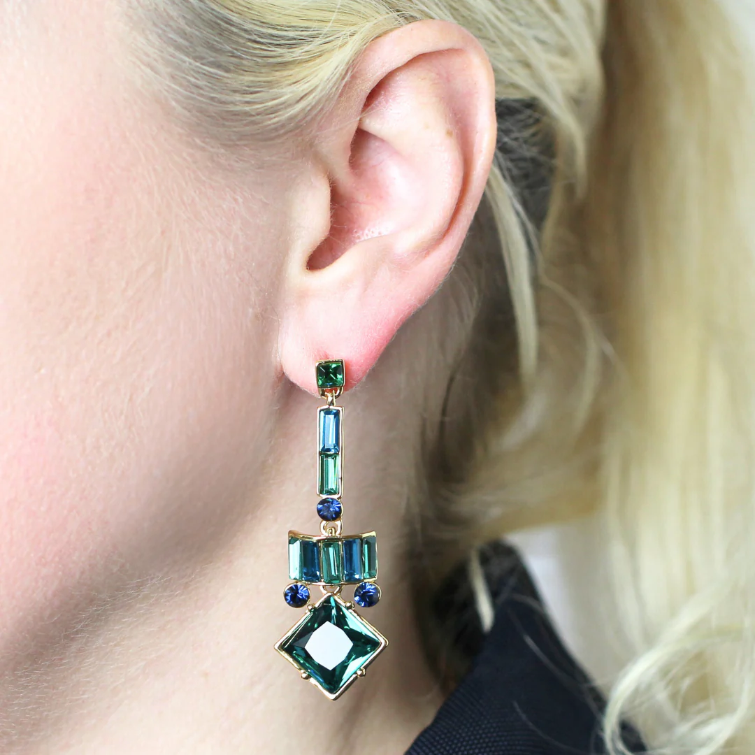 Square Drop Art Deco Earrings - Image 12