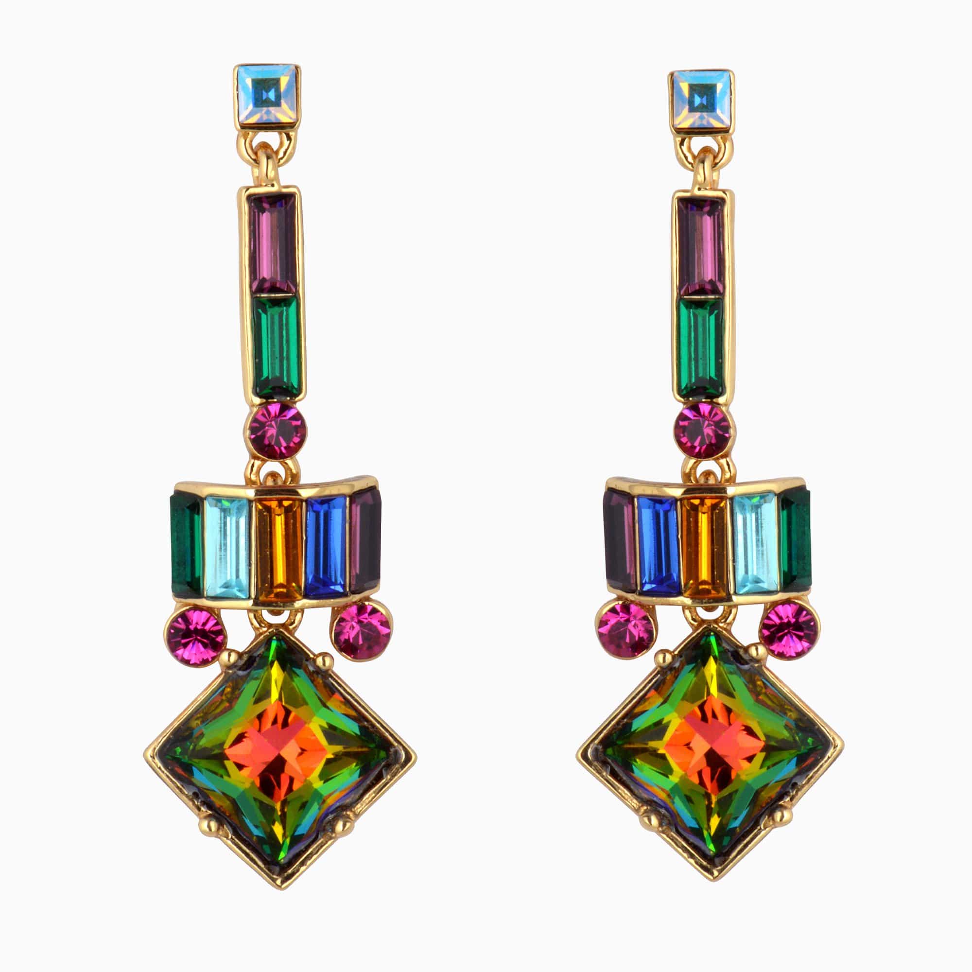 Square Drop Art Deco Earrings - Image 3
