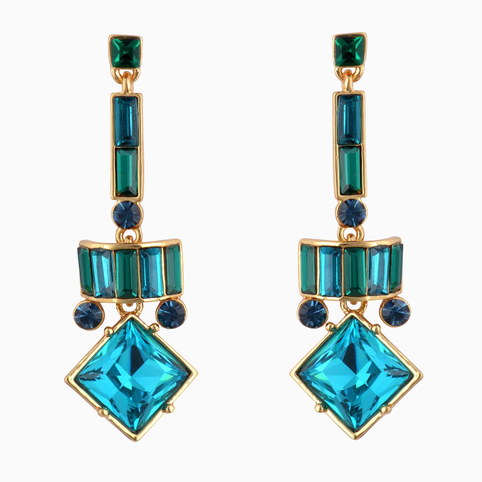 Square Drop Art Deco Earrings - Image 4