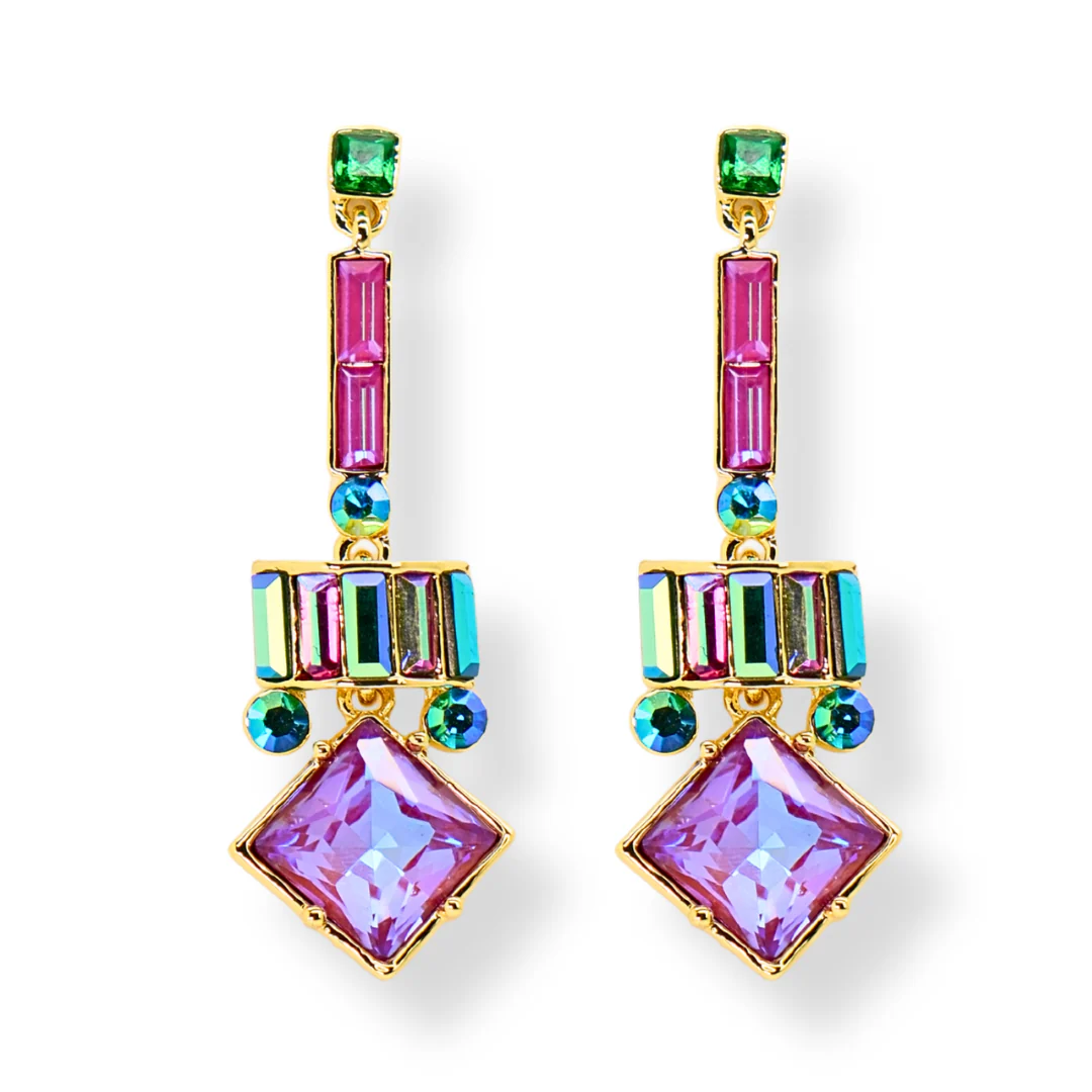 Square Drop Art Deco Earrings - Image 5