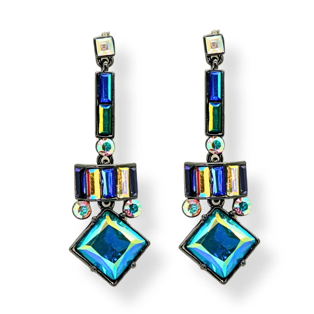 Square Drop Art Deco Earrings - Image 6