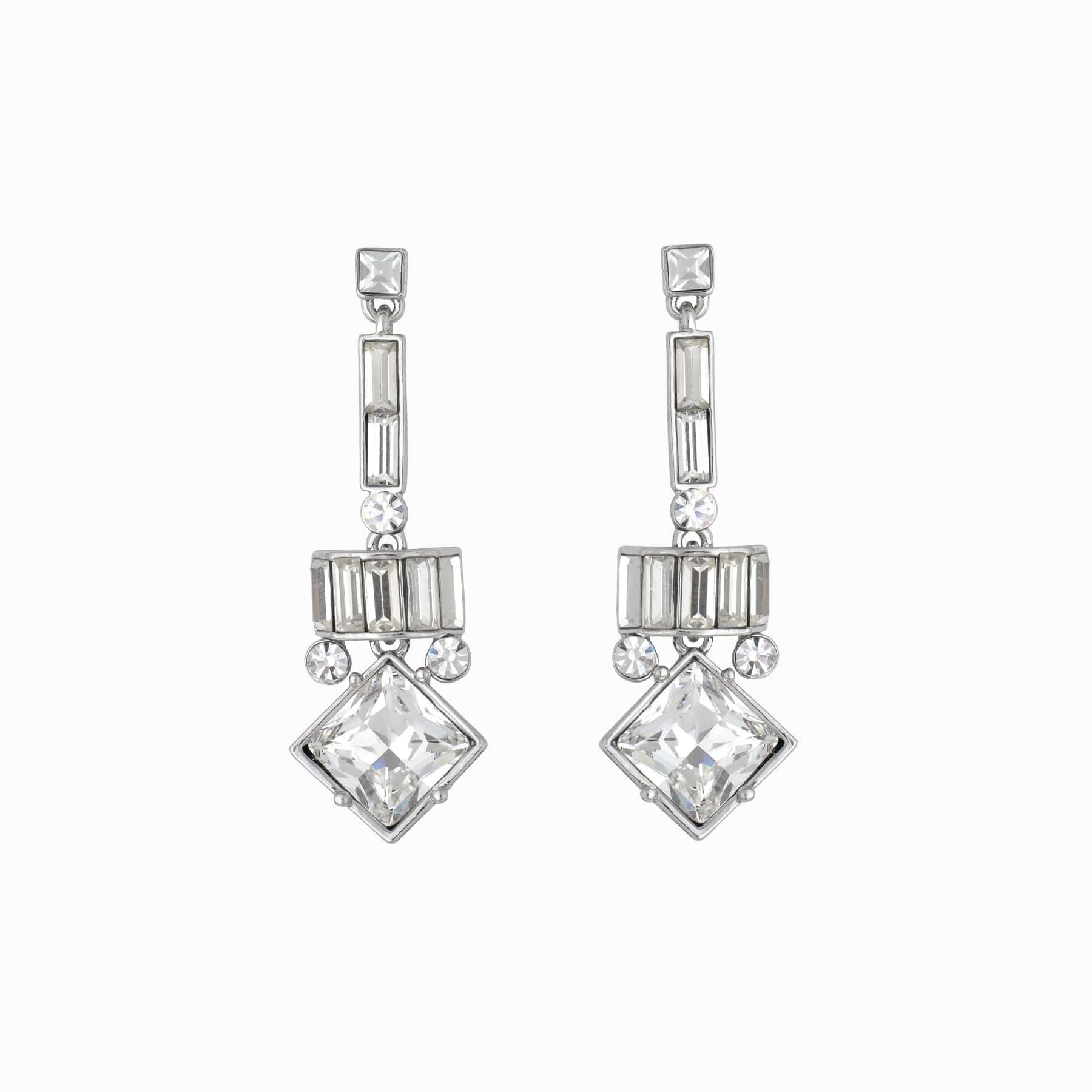 Square Drop Art Deco Earrings - Image 7