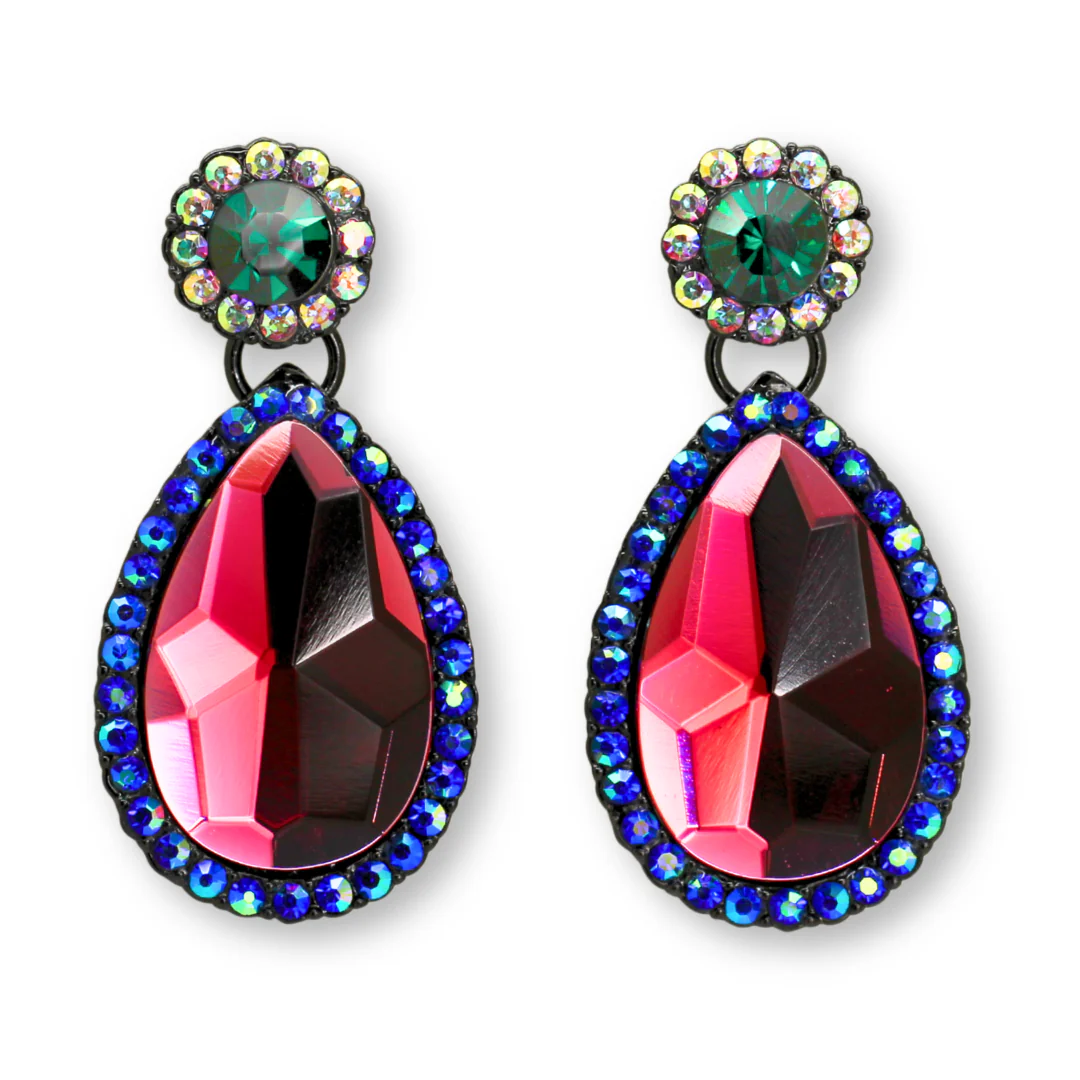 Teardrop Mirror Crystal Earrings - Image 3