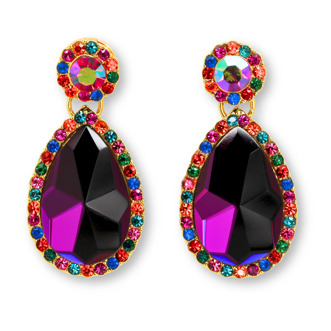 Teardrop Mirror Crystal Earrings - Image 4