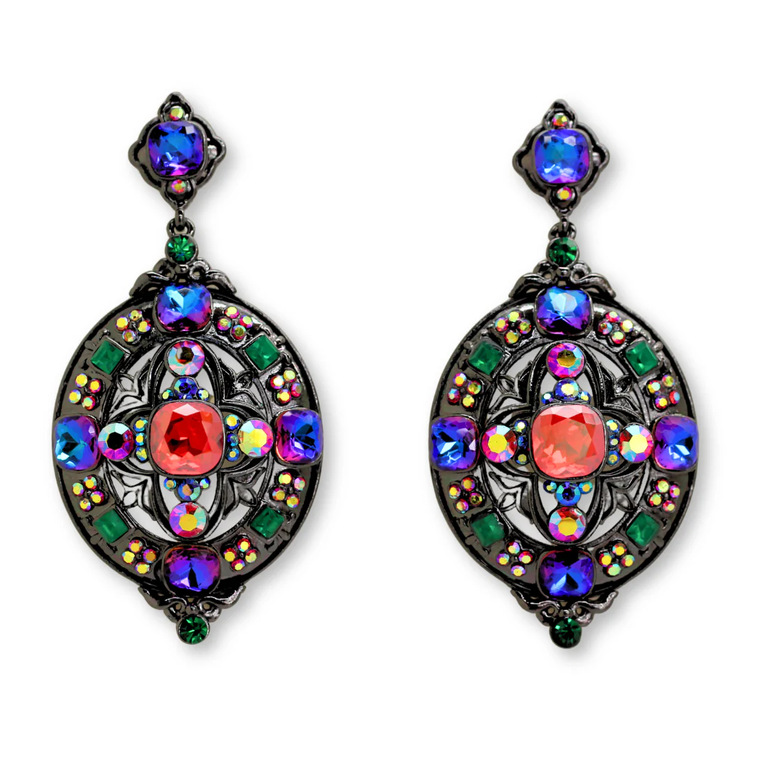 Crystal Oval Drop Earrings - Image 4